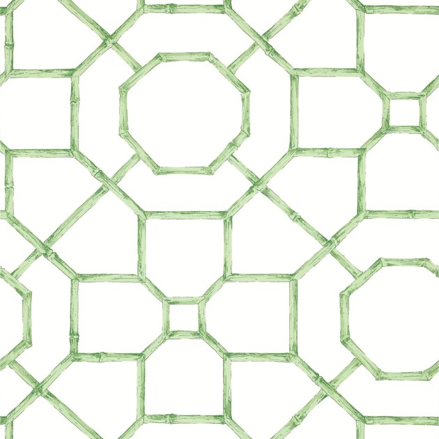 Thibaut T13674 Grand Palace Arbor Green - tapeta w bambusową kratownicę