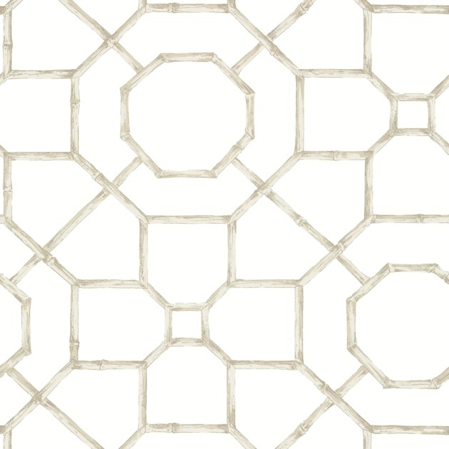 Thibaut T13675 Grand Palace Arbor Flax - tapeta w bambusową kratownicę