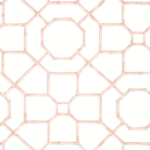 Thibaut T13676 Grand Palace Arbor Blush - tapeta w bambusową kratownicę