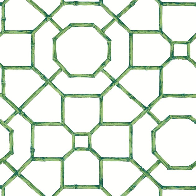 Thibaut T13677 Grand Palace Arbor Emerald - tapeta w bambusową kratownicę