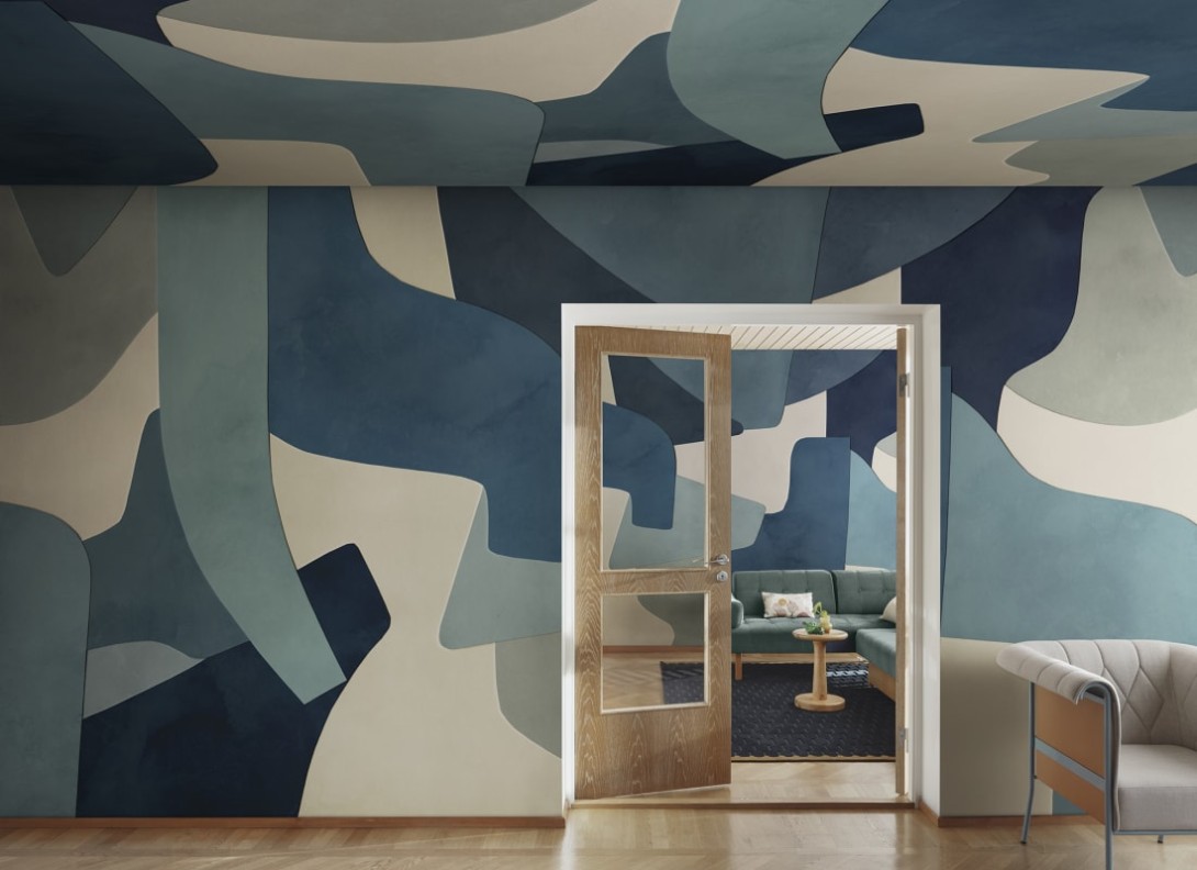 Rebel Walls R20513 Symbolic Serene Layers Blue - mural w abstrakcyjny wzór akwarelowy
