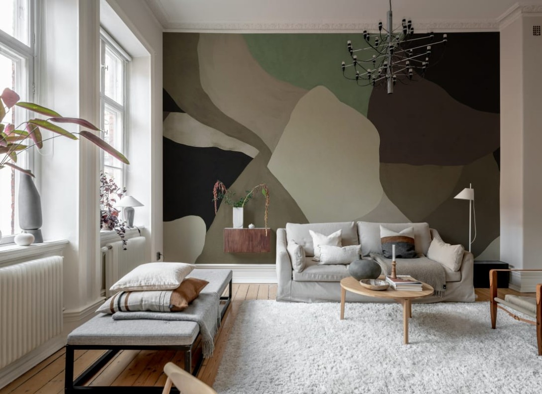 Rebel Walls R21232 Symbolic Abstract Fields Brown - mural w abstrakcyjny wzór