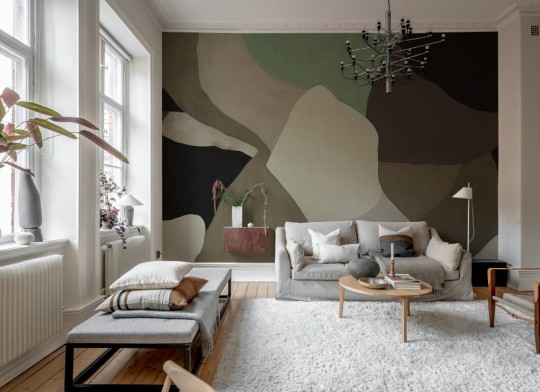 Rebel Walls R21232 Symbolic Abstract Fields Brown - mural w abstrakcyjny wzór