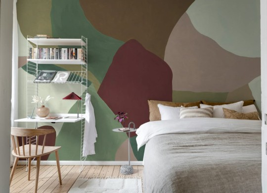 Rebel Walls R21233 Symbolic Abstract Fields Green & Red - mural w abstrakcyjny wzór
