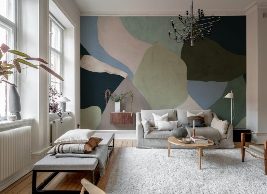Rebel Walls R21234 Symbolic Abstract Fields Pink & Blue - mural w abstrakcyjny wzór