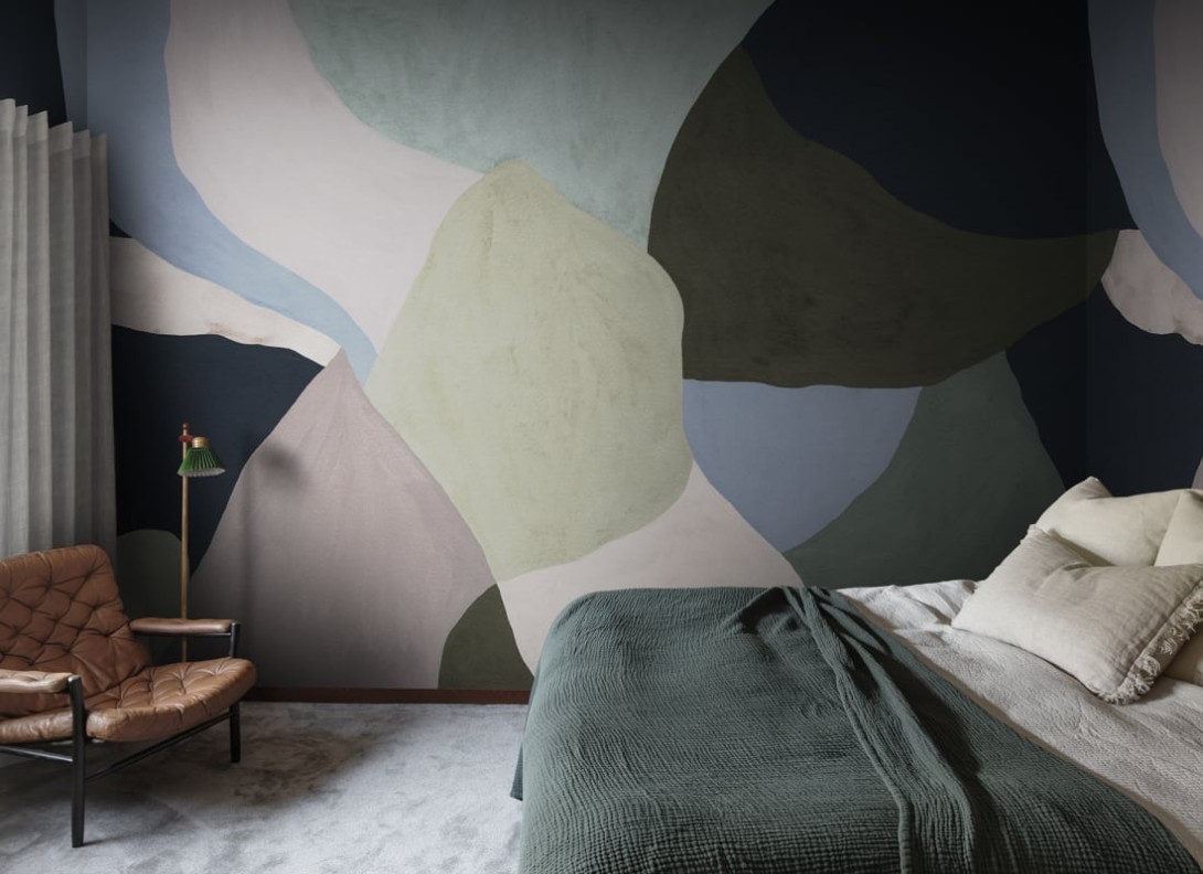 Rebel Walls R21234 Symbolic Abstract Fields Pink & Blue - mural w abstrakcyjny wzór