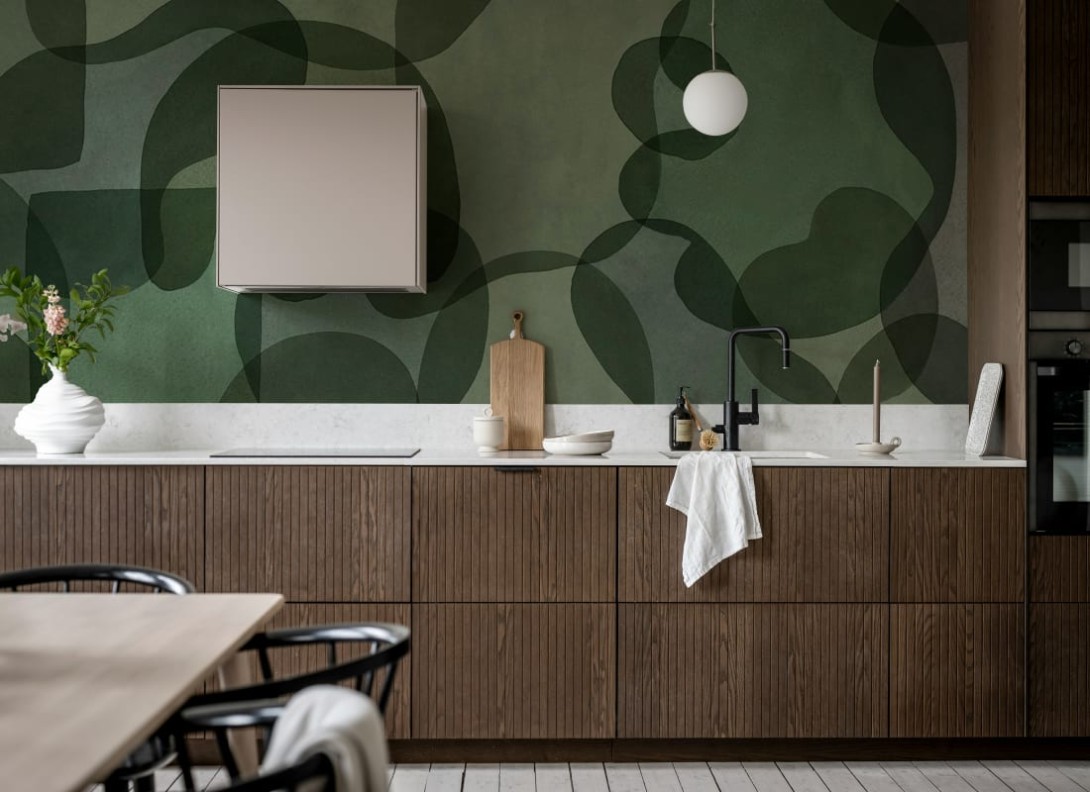 Rebel Walls R21230 Symbolic Overlap Green - mural w abstrakcyjne kształty