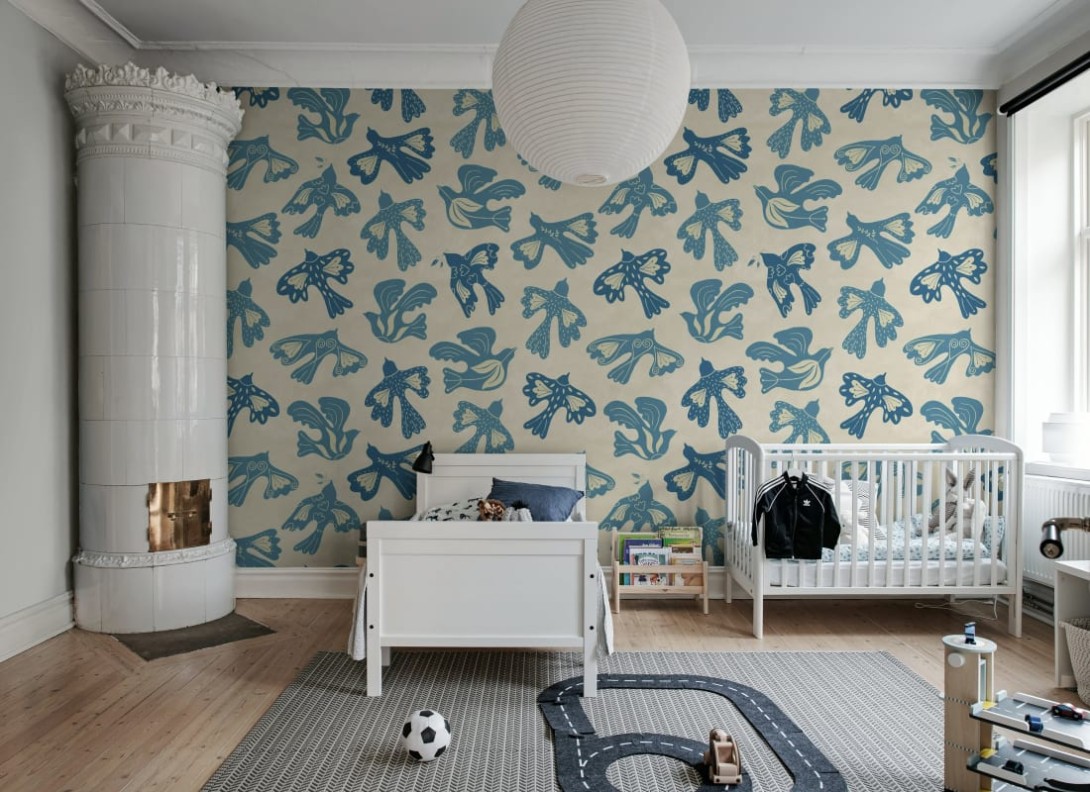 Rebel Walls R20515 Symbolic Dancing Wings Light Blue - mural w ptaki