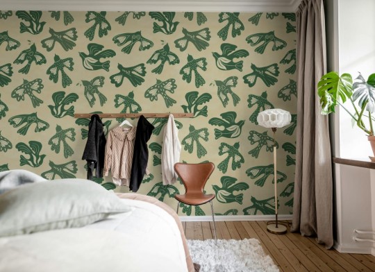 Rebel Walls R20518 Symbolic Dancing Wings Green - mural w ptaki