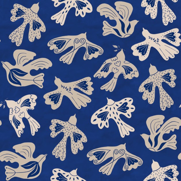 Rebel Walls R20519 Symbolic Dancing Wings Blue - mural w ptaki