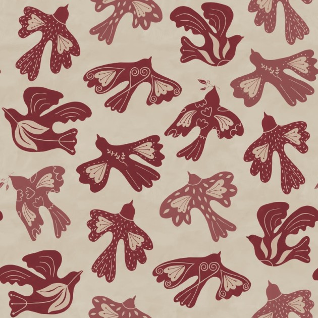 Rebel Walls R20517 Symbolic Dancing Wings Red - mural w ptaki