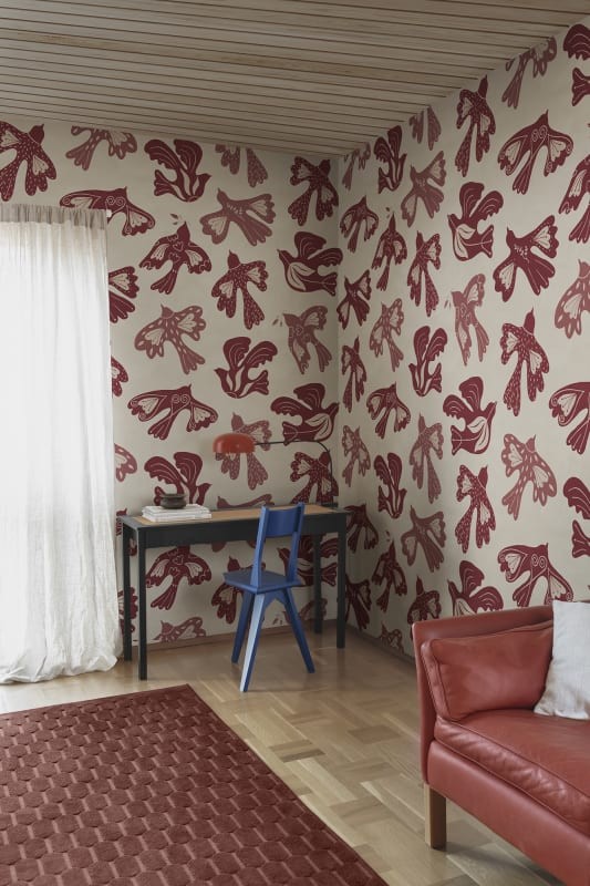 Rebel Walls R20517 Symbolic Dancing Wings Red - mural w ptaki