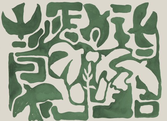 Rebel Walls R20491 Symbolic Harmony Forms Green - mural w abstrakcyjne kształty