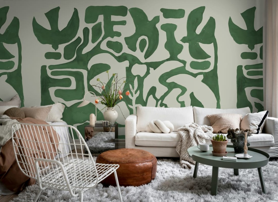 Rebel Walls R20491 Symbolic Harmony Forms Green - mural w abstrakcyjne kształty
