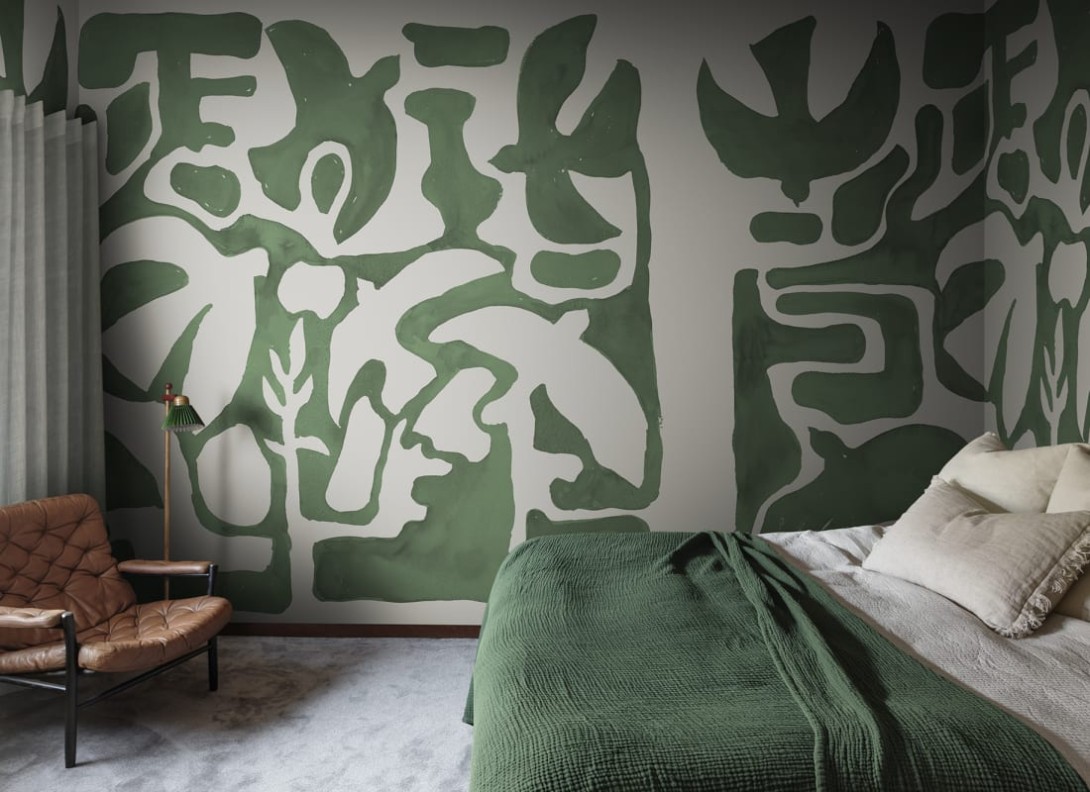 Rebel Walls R20491 Symbolic Harmony Forms Green - mural w abstrakcyjne kształty