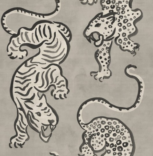 Rebel Walls R21241 Symbolic Ink Tiger Gray - mural w tygrysy
