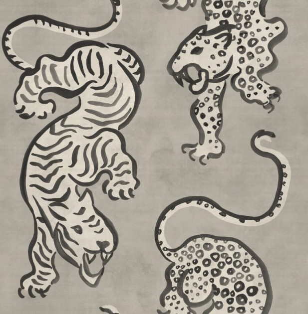 Rebel Walls R21241 Symbolic Ink Tiger Gray - mural w tygrysy