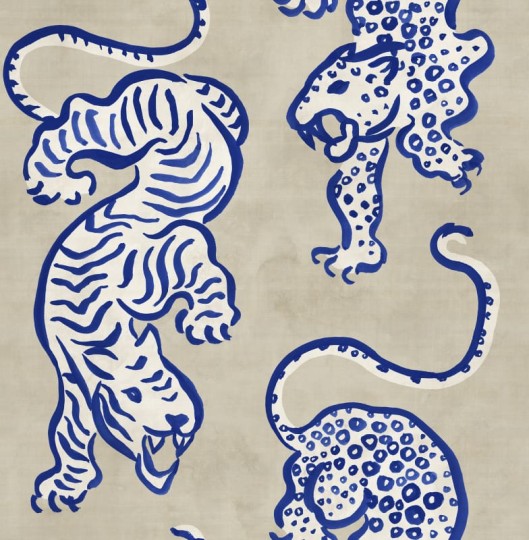Rebel Walls R21243 Symbolic Ink Tiger Blue - mural w tygrysy