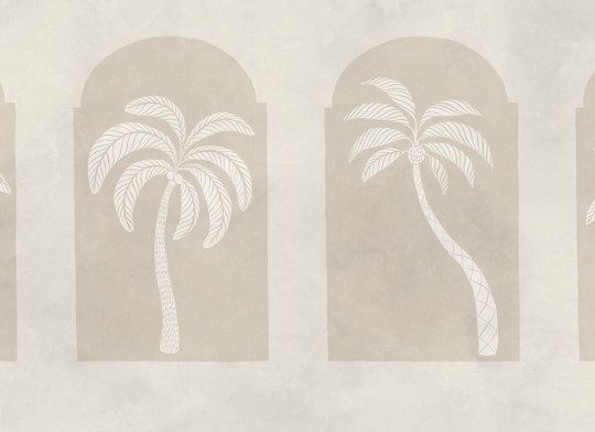 Rebel Walls R21250 Symbolic Palm Arches Beige - mural w łuki i palmy