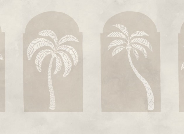 Rebel Walls R21250 Symbolic Palm Arches Beige - mural w łuki i palmy