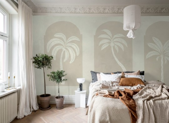 Rebel Walls R21250 Symbolic Palm Arches Beige - mural w łuki i palmy