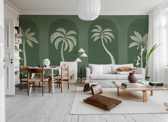 Rebel Walls R21254 Symbolic Palm Arches Green - mural w łuki i palmy