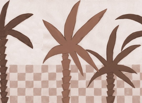 Rebel Walls R20493 Symbolic Palm Horizon Light Brown - mural w palmy i kratkę