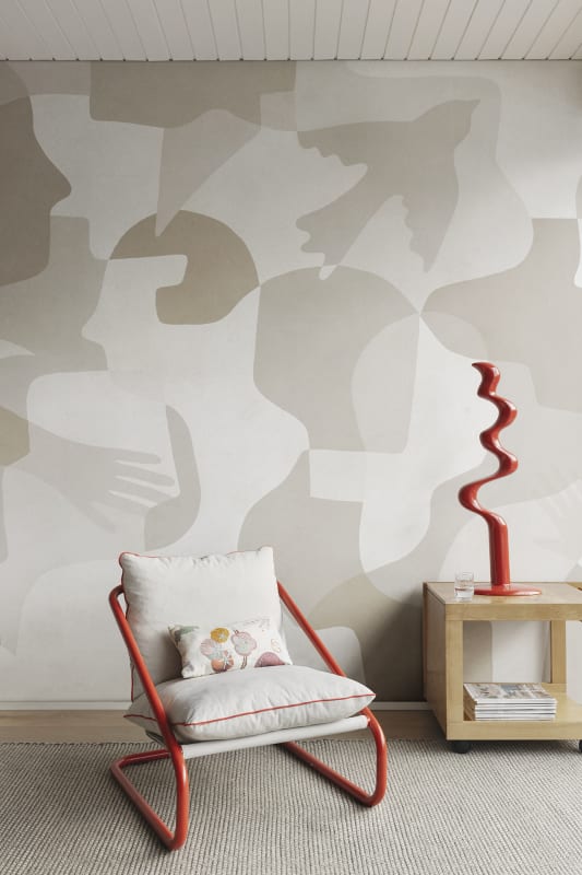 Rebel Walls R21259 Symbolic Silent Conversation Beige - mural w abstrakcyjne kształty