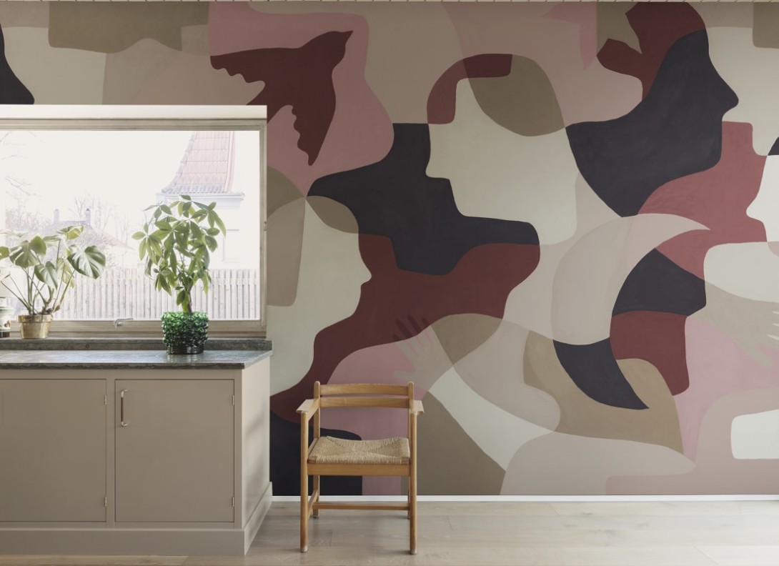 Rebel Walls R21261 Symbolic Silent Conversation Pink & Red - mural w abstrakcyjne kształty