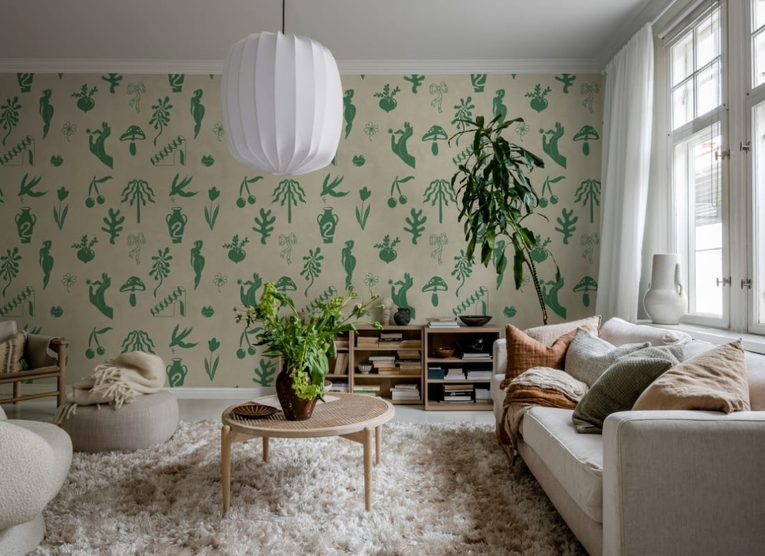 Rebel Walls R21248 Symbolic Tales Green - mural w abstrakcyjny wzór