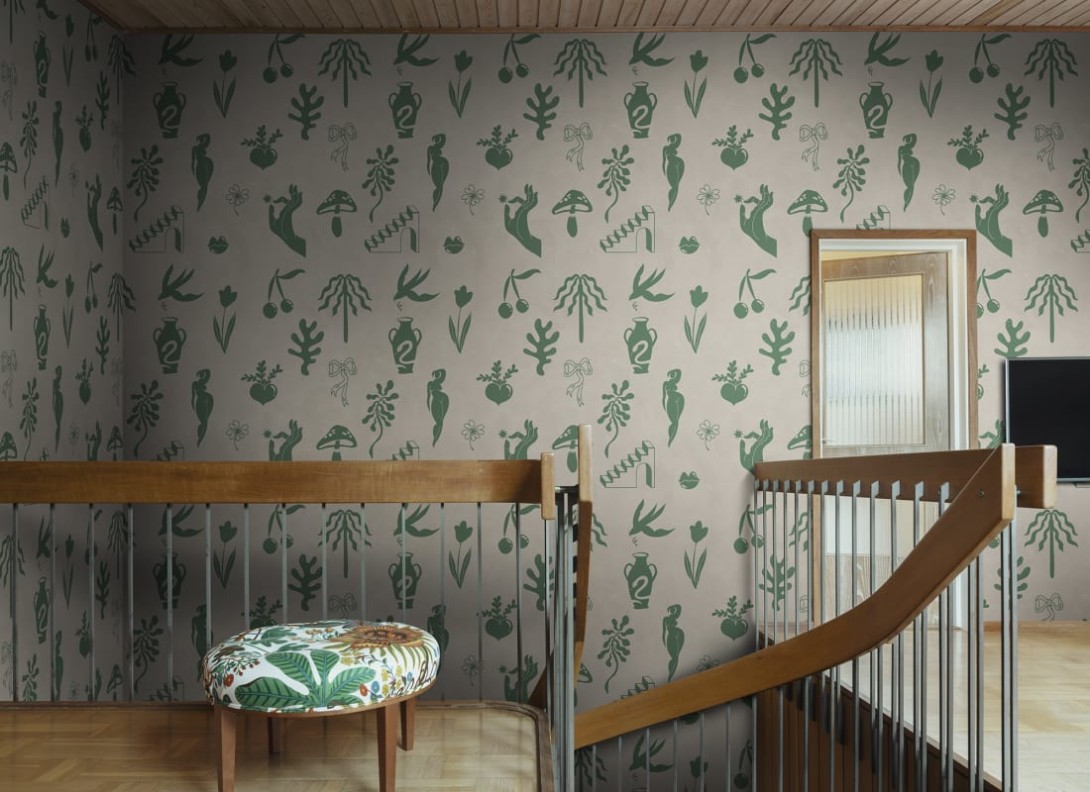Rebel Walls R21248 Symbolic Tales Green - mural w abstrakcyjny wzór