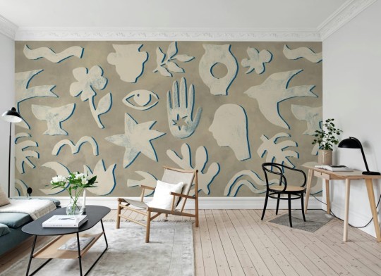 Rebel Walls R21256 Symbolic Blue & Beige - mural w abstrakcyjny wzór