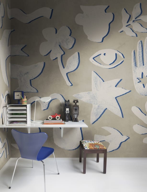 Rebel Walls R21256 Symbolic Blue & Beige - mural w abstrakcyjny wzór
