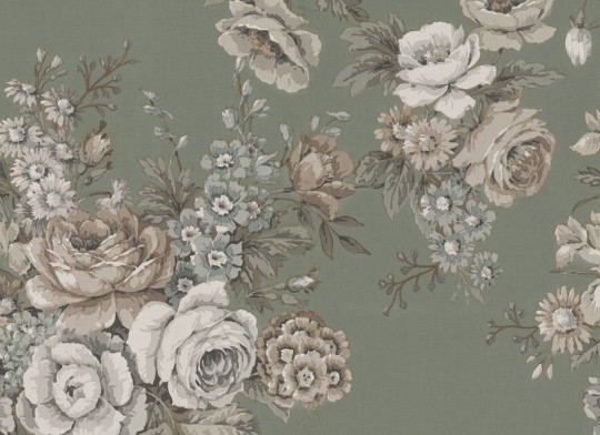 Rebel Walls R18494 Marie Olsson Nylander Efraim Soft Green - mural w vintage kwiaty