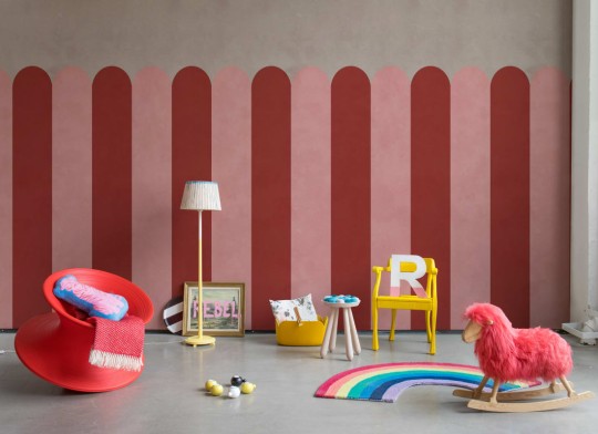 Rebel Walls R20372 Pops Circus Stripes Raspberry - mural w paski