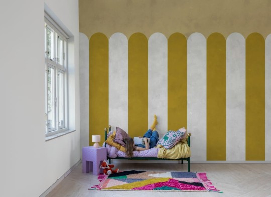 Rebel Walls R20371 Pops Circus Stripes Mustard - mural w paski