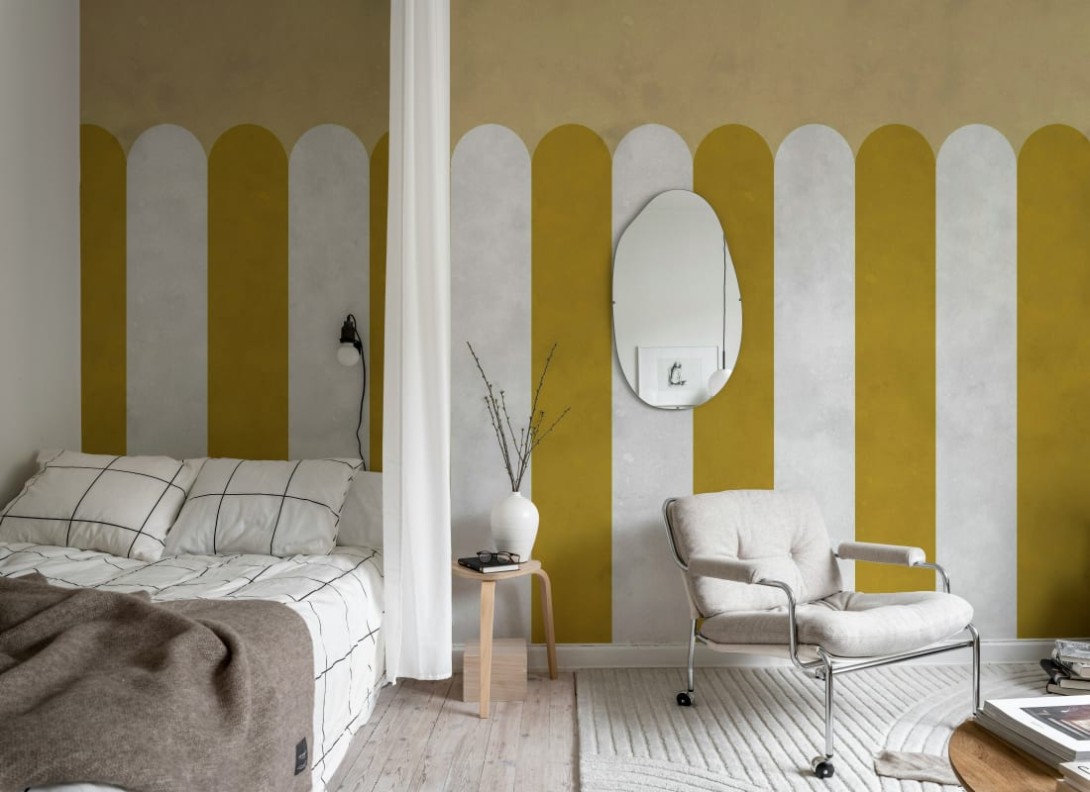 Rebel Walls R20371 Pops Circus Stripes Mustard - mural w paski