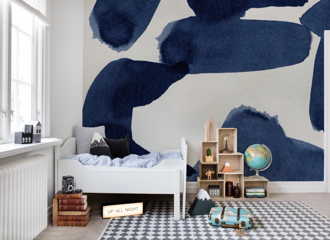 Rebel Walls R19890 Pops Wiggle Shapes Blue - mural w abstrakcyjny wzór