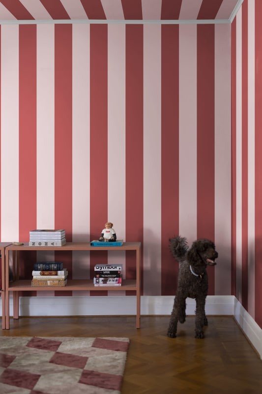 Rebel Walls R20483 Pops Happy Stripes Raspberry - mural w paski