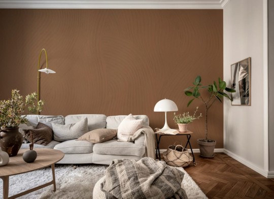 Rebel Walls R21221 Pops Clay Flow Mocha Mousse - mural w organiczne linie formowane z gliny