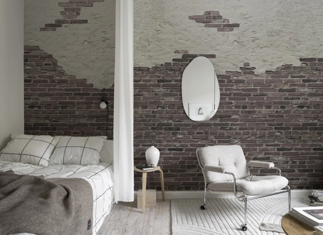 Rebel Walls R20142 Pops Ivory Bricks Red - mural imitujący ceglaną ścianę