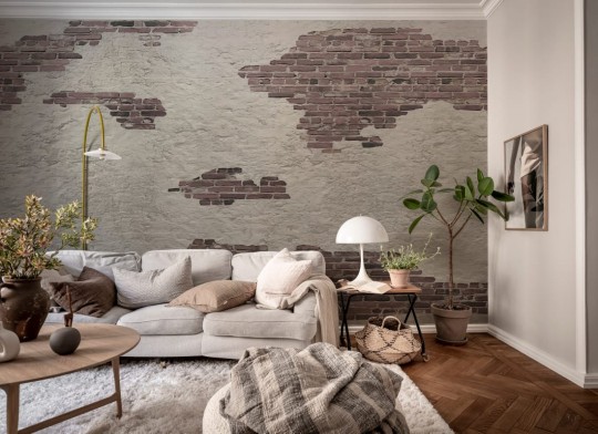 Rebel Walls R20144 Pops Ivory Bricks Plaster - mural imitujący ceglaną ścianę