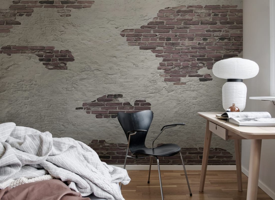 Rebel Walls R20144 Pops Ivory Bricks Plaster - mural imitujący ceglaną ścianę