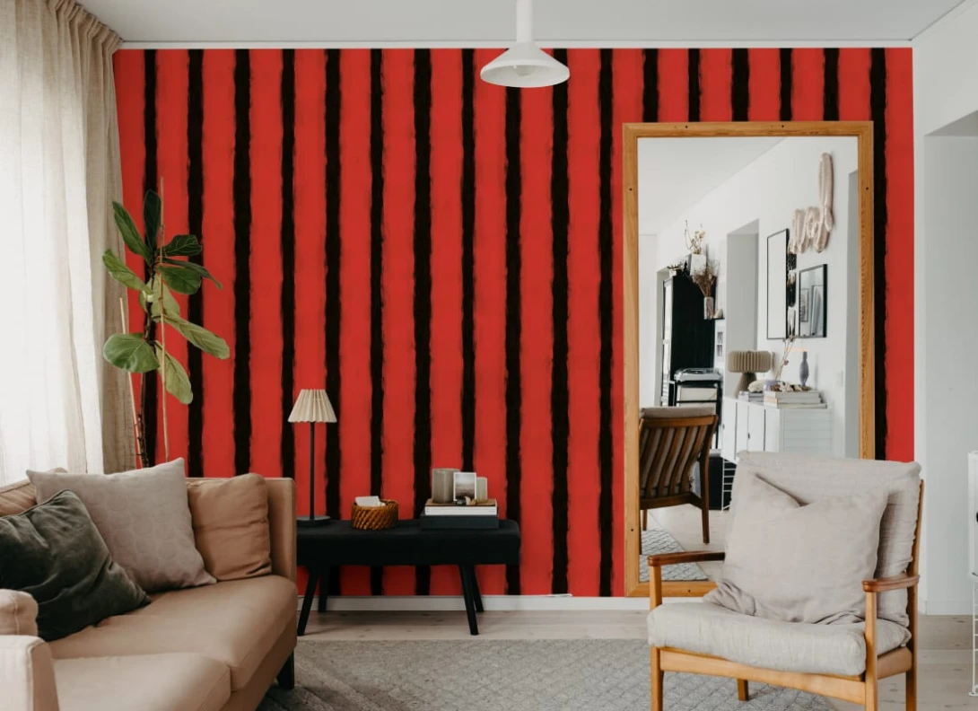 Rebel Walls R20675 Pops Painted Stripes Red - mural w paski