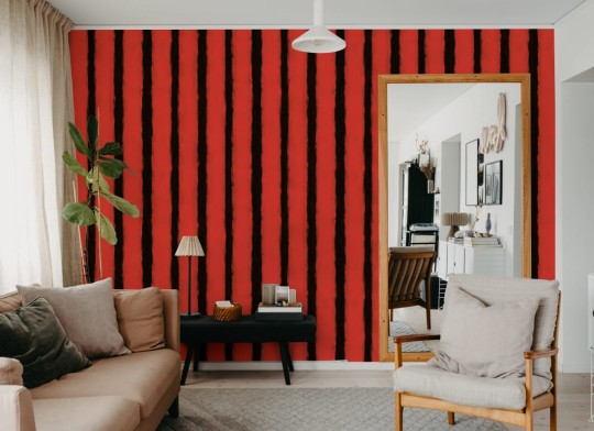 Rebel Walls R20675 Pops Painted Stripes Red - mural w paski