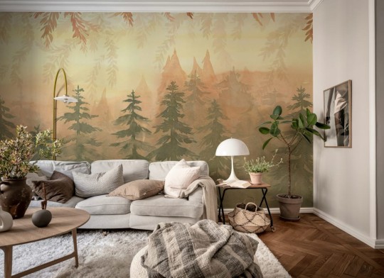 Rebel Walls R20825 Pops Watercolor Forest Dawn - mural w akwarelowy las