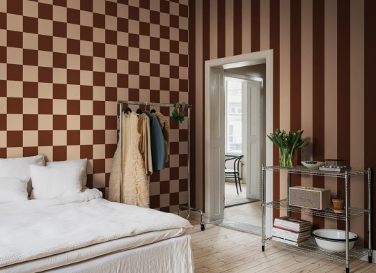 Rebel Walls R20478 Pops Happy Squares Apricot - mural w szachownicę