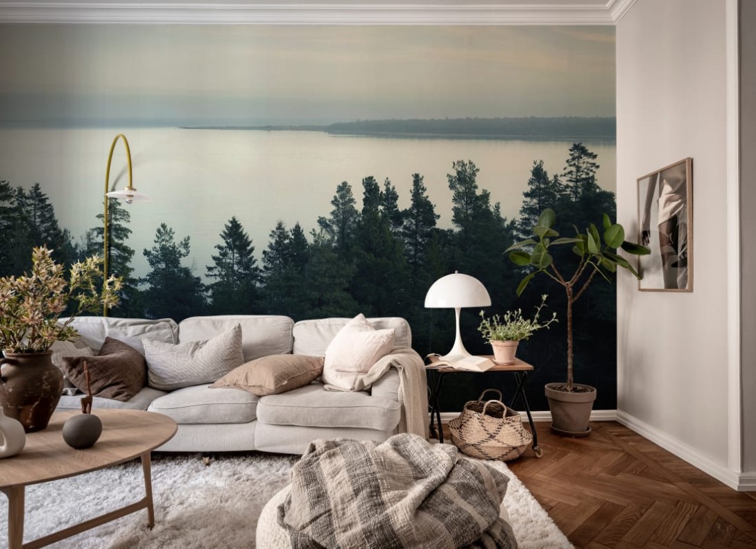 Rebel Walls R20263 Pops Top View Day - mural w krajobraz lasu i jeziora