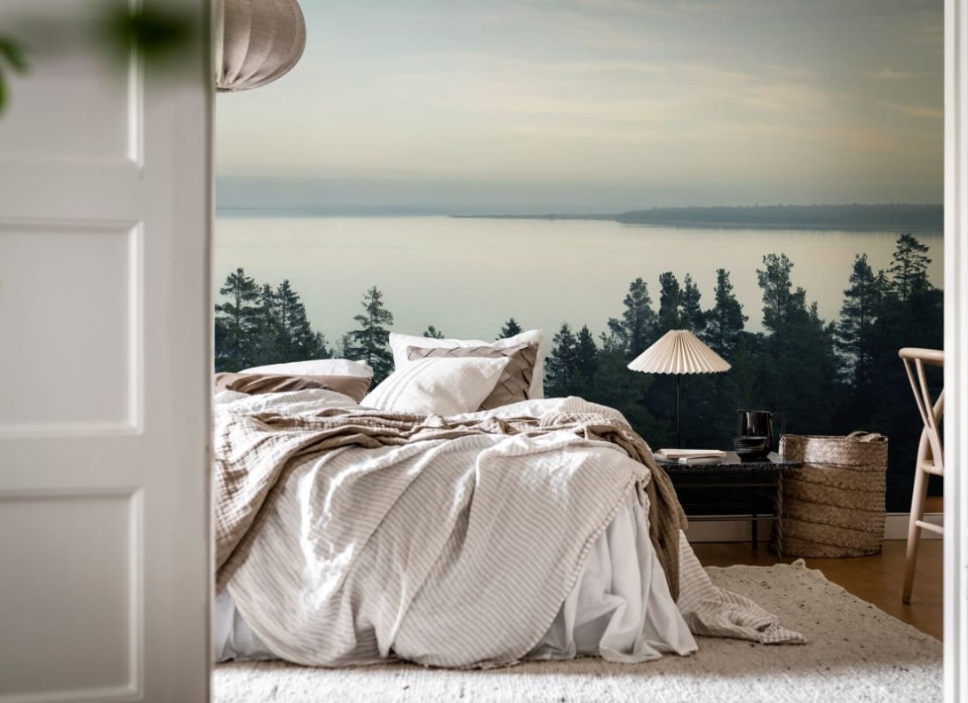 Rebel Walls R20263 Pops Top View Day - mural w krajobraz lasu i jeziora