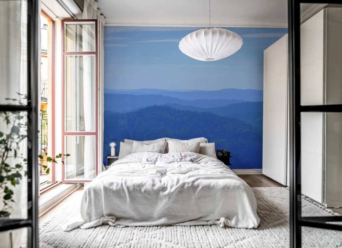 Rebel Walls R20261 Pops Hills Blue - mural w leśny krajobraz